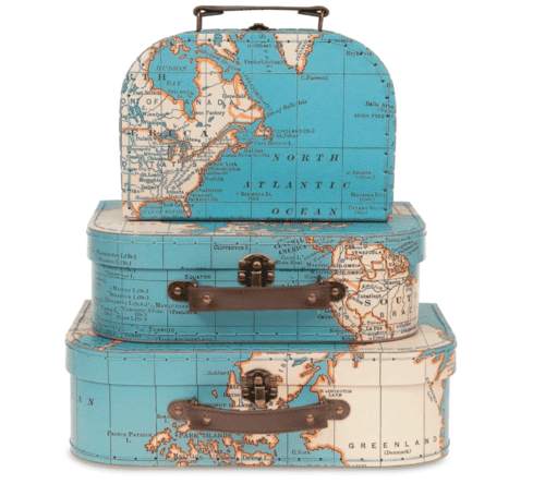 Scatole con mappa mondo