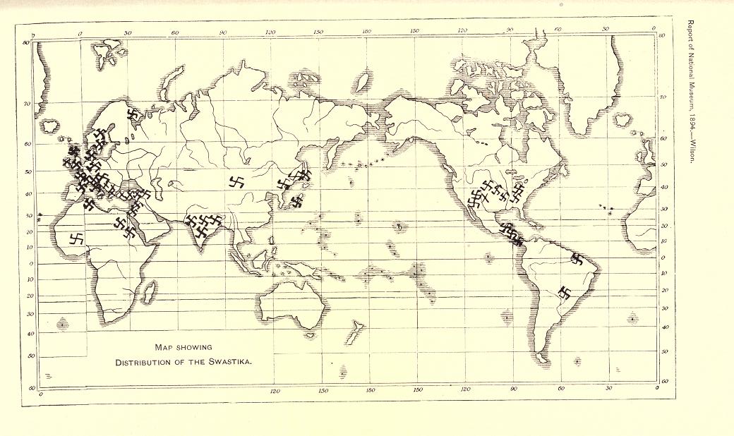 Mappa ritrovamenti archeologici del simbolo della Svastica